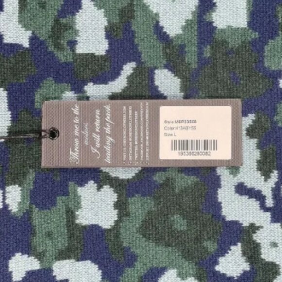 Greyson Sweater Mens Large Green Floral Camo Abyss Tomahawk Wool Cashmere Golf - Picture 3 of 6